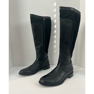 JOHNSTON & MURPHY Lyla Knee High Riding Black Leather Suede Boots 8M